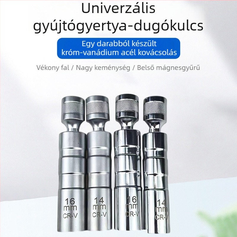 Univerzális mágneses gyertya-dugókulcs, 14 mm és 16 mm, 12-szög, motorkerékpárhoz és autóhoz, gyertya eltávolító eszköz