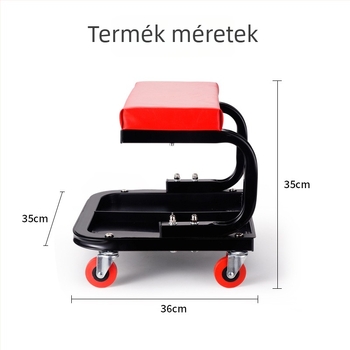 Általános autójavító szék szerszámtartóval, többfunkciós tároló szék, mobil autójavító szék, 360°-os görgők, U-formájú szerszámkészlet-szék, négyzet alakú szék