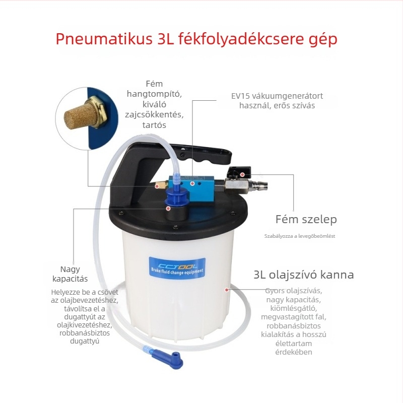 3 literes fékfolyadék-cserélő eszköz manuális levegőkioldó pumpával autókarbantartáshoz