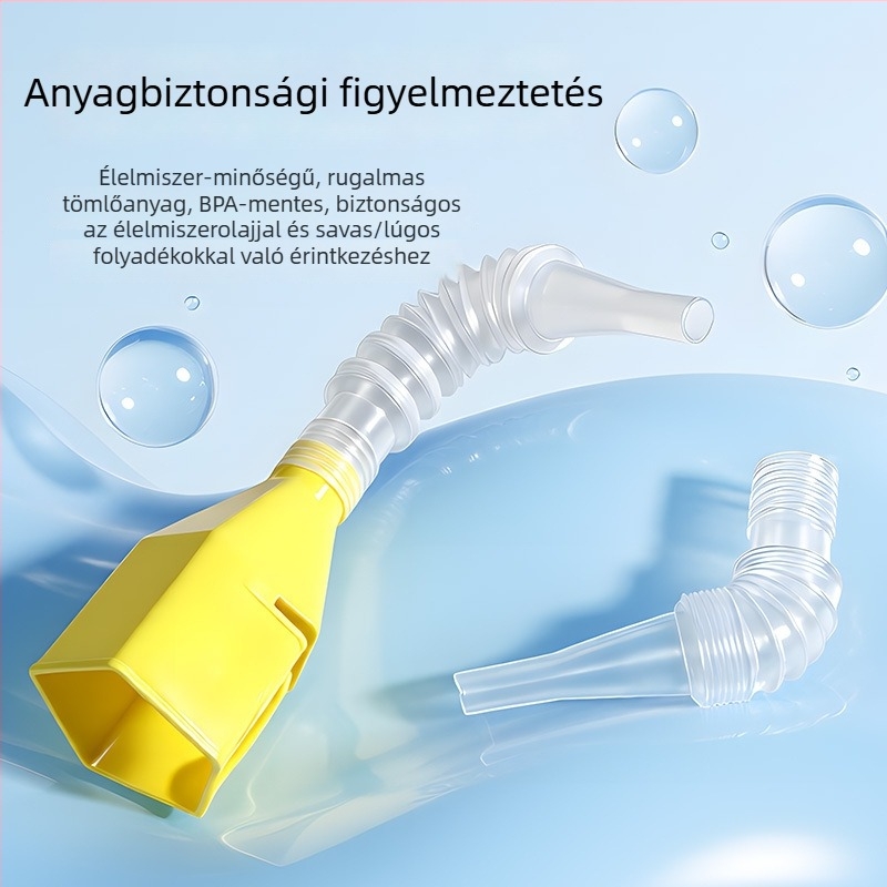 Négyszögletes tölcsér klippel, vastag műanyagból, összecsukható az autóolaj hozzáadásához, öntés kéz nélkül
