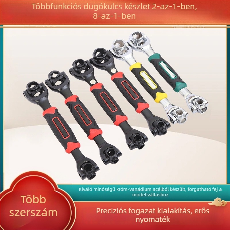 Nehéz kivitelű többfunkciós dugókulcs-készlet, 52 az 1-ben és 8 az 1-ben, 8–21 mm, autójavító eszközök