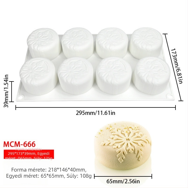 Karácsonyi 6 részes hópehely mousse tortaforma, szilikon forma csokoládé készítéséhez és díszítéséhez