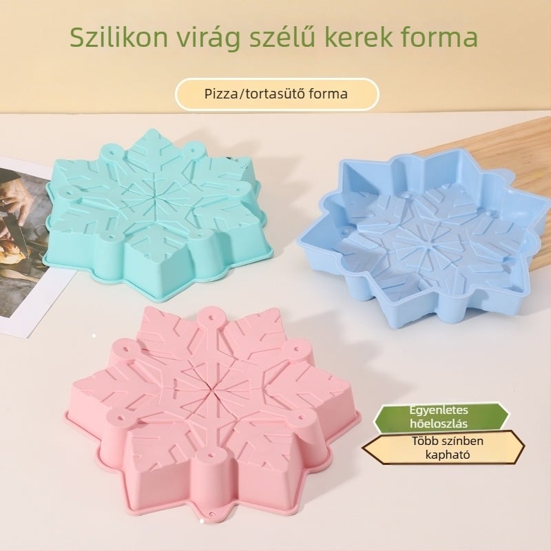 Szilikon tortaforma karácsonyi hópehellyel, sütő tepsi, DIY forma házi mousse-hoz, személyre szabható