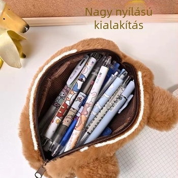Cuki plüss tolltartó kapibarával, nagy kapacitású kozmetikai táska, foltálló és vidám