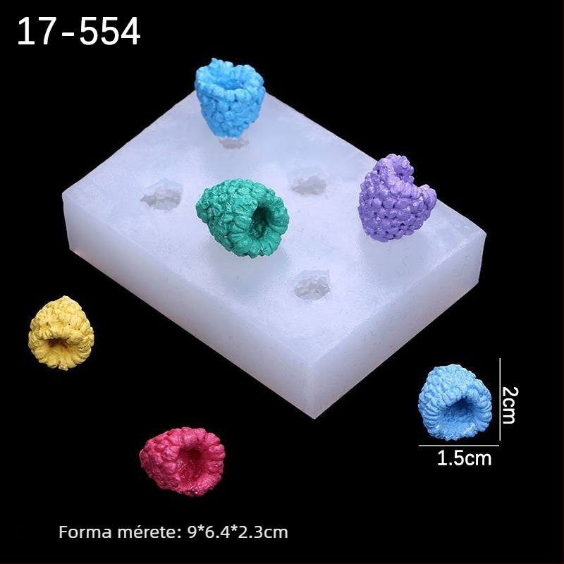 3D gyümölcs szilikonforma – meggy és málna, sütéshez, csokoládéhoz, tortadíszítéshez és illatosító gyertyákhoz