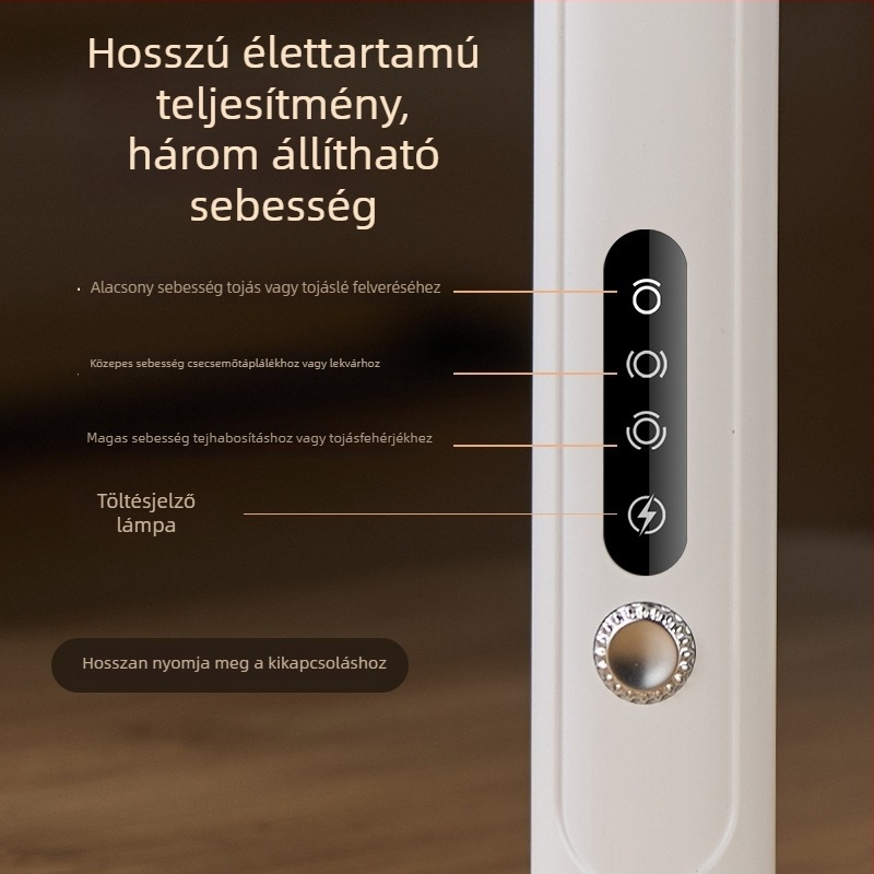 Vezeték nélküli kézi habosító kávéhoz és tejhab készítéséhez