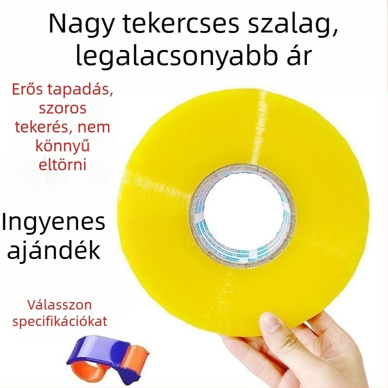 Nagy méretű átlátszó sárga csomagoló ragasztószalag, erős tapadással