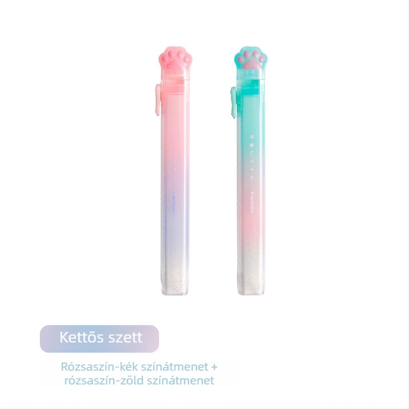 Macskamancs formájú radír gradient színnel, push-pull mechanizmus, gyerekeknek ajándék