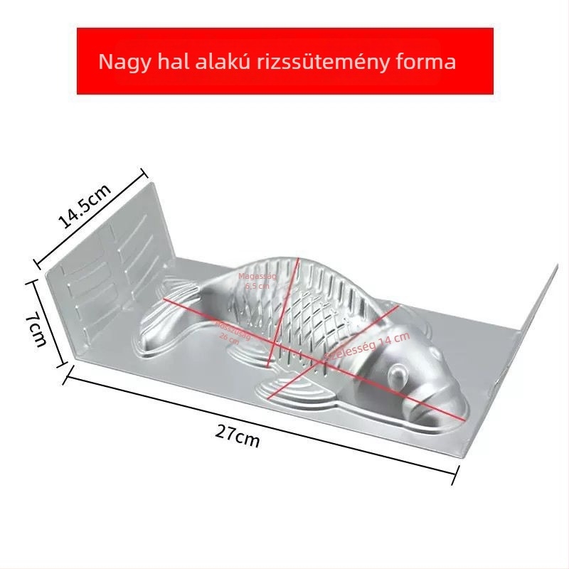 Alumínium hal formájú öntőforma rizses süteményekhez, zseléhez és párolt zsemlékhez