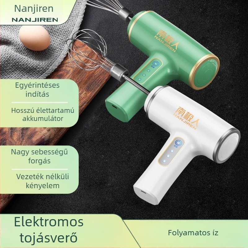 Töltő nélküli hordozható elektromos tojásfelverő mixer sütéshez és tejszín felveréséhez