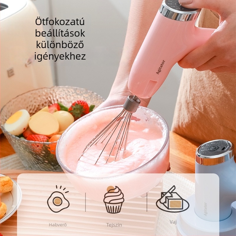 Három az egyben elektromos konyhai mixer: tojáshabosító, fokhagyma őrlő, élelmiszer-feldolgozó, tejszínhab-verő, húsdaráló és multifunkcionális süteménykészítő