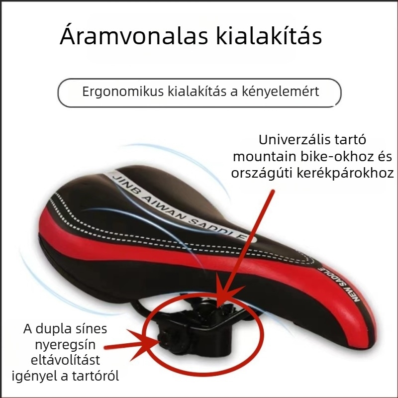 Kerékpár nyereg, 109-es modell, bőr-szivacs párna, mountain és road kerékpárokhoz, kényelmes, csúszásmentes, kopásálló