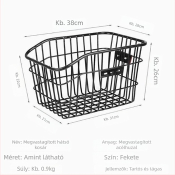 Hátsó kosár kerékpárhoz, hegyi és összecsukható kerékpárhoz, hátizsák tartóval, nagyobb hátsó kosár