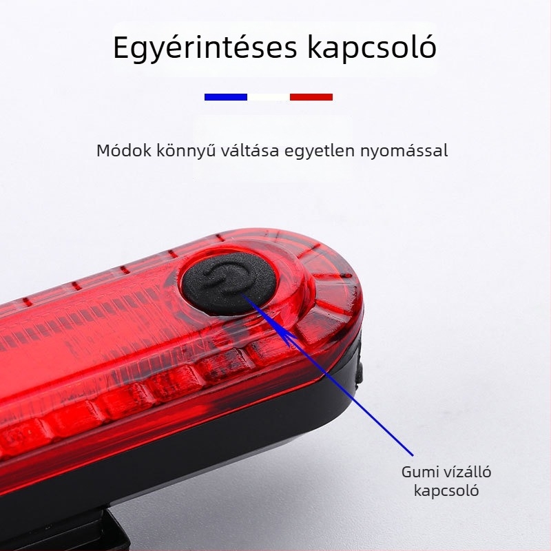 USB-ról tölthető LED kerékpár hátsó lámpa, nagy fényerő, 056 villogó