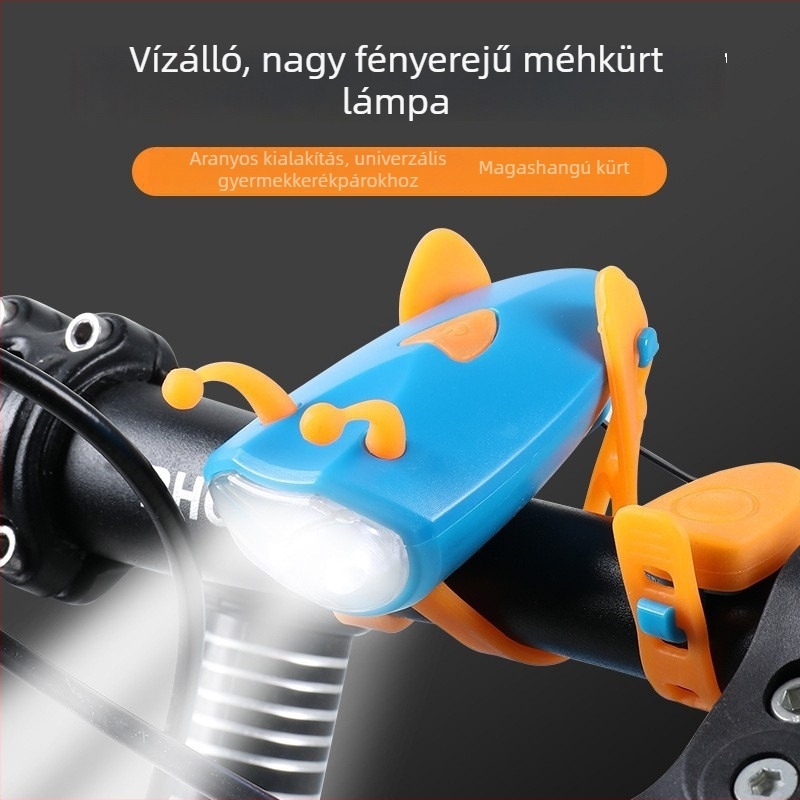 Hegyi kerékpár első lámpája csengővel és kürttel éjszakai tekeréshez