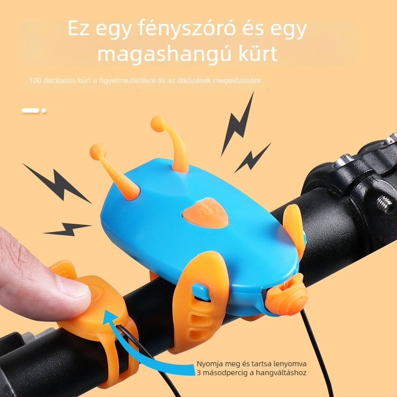 Hegyi kerékpár első lámpája csengővel és kürttel éjszakai tekeréshez