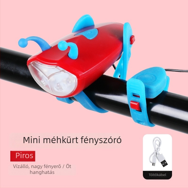 Hegyi kerékpár első lámpája csengővel és kürttel éjszakai tekeréshez