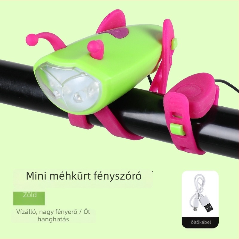 Hegyi kerékpár első lámpája csengővel és kürttel éjszakai tekeréshez