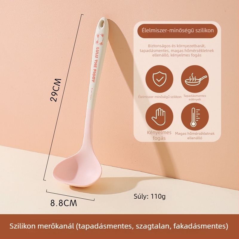 Kawashimaya x Lulu Pig szilikon spatula és kanál készlet, magas hőmérséklet-álló, élelmiszer-minőségű konyhai eszközök