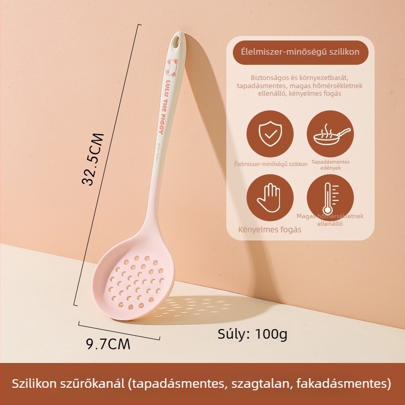 Kawashimaya x Lulu Pig szilikon spatula és kanál készlet, magas hőmérséklet-álló, élelmiszer-minőségű konyhai eszközök