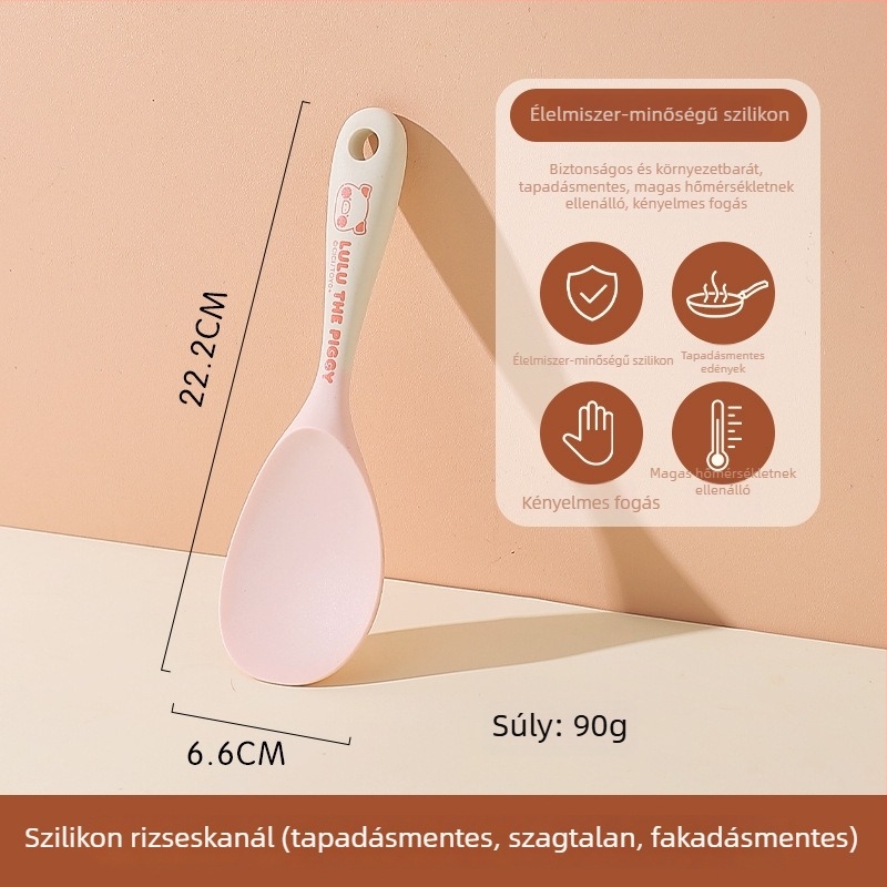 Kawashimaya x Lulu Pig szilikon spatula és kanál készlet, magas hőmérséklet-álló, élelmiszer-minőségű konyhai eszközök