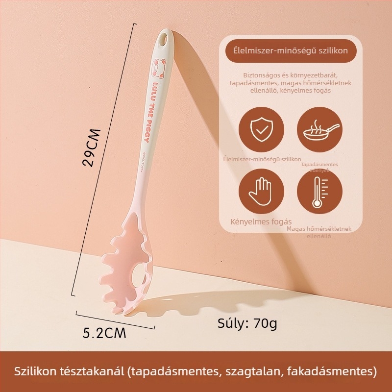 Kawashimaya x Lulu Pig szilikon spatula és kanál készlet, magas hőmérséklet-álló, élelmiszer-minőségű konyhai eszközök