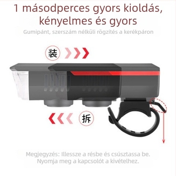 Napelemes elülső kerékpárlámpa 120 dB-es kürttel, terepkerékpárhoz