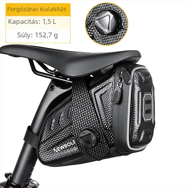 Országúti kerékpár ülészsák forgó zárómechanizmussal, merev külső, vízálló, 1.5–2.5 L, EVA-anyag, Bikf-bag048