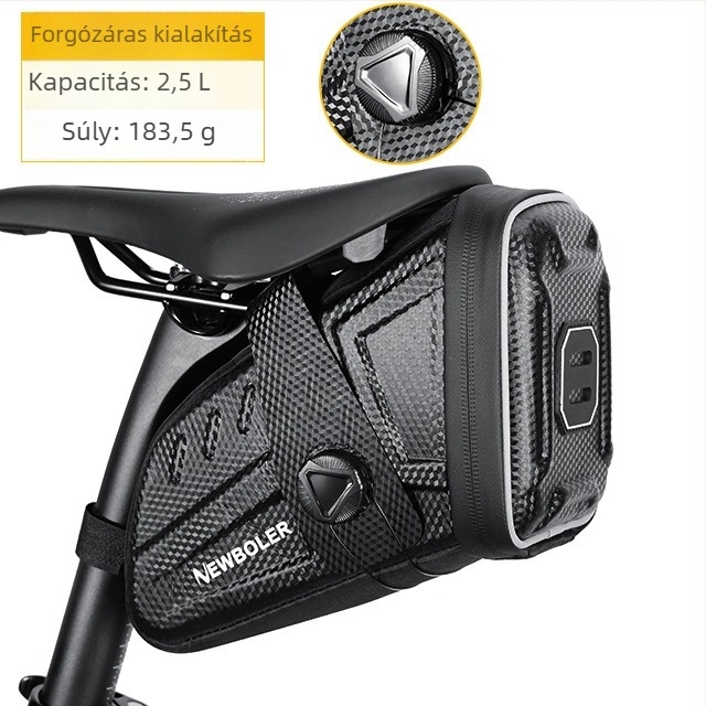 Országúti kerékpár ülészsák forgó zárómechanizmussal, merev külső, vízálló, 1.5–2.5 L, EVA-anyag, Bikf-bag048