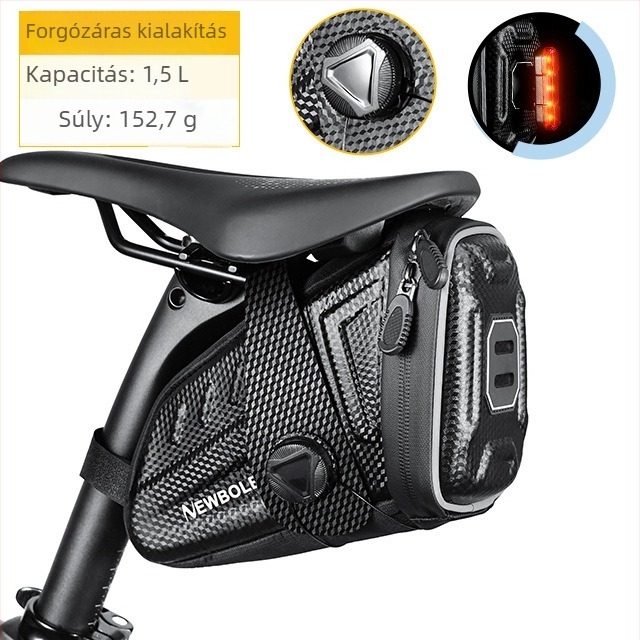 Országúti kerékpár ülészsák forgó zárómechanizmussal, merev külső, vízálló, 1.5–2.5 L, EVA-anyag, Bikf-bag048