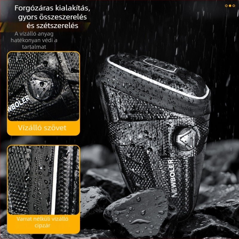 Országúti kerékpár ülészsák forgó zárómechanizmussal, merev külső, vízálló, 1.5–2.5 L, EVA-anyag, Bikf-bag048