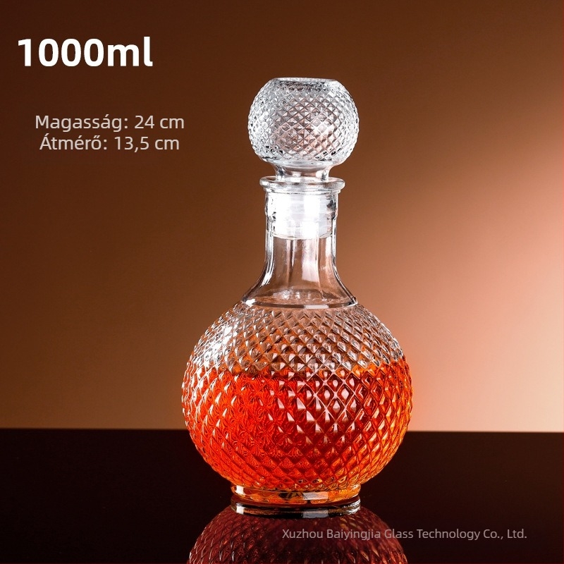 Magas minőségű üres borosüveg dekantőrrel és fedéllel, európai stílusú tárolóedény borra, whiskyre és szeszekre