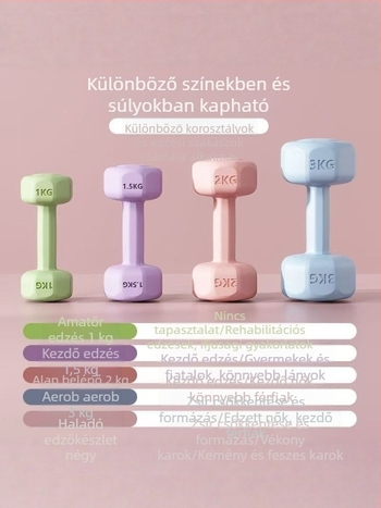 Súlyzók gumírozott bevonattal, karizom-edzéshez, színesek, környezetbarát, otthoni edzés nőknek, fogyás, gyermekjóga
