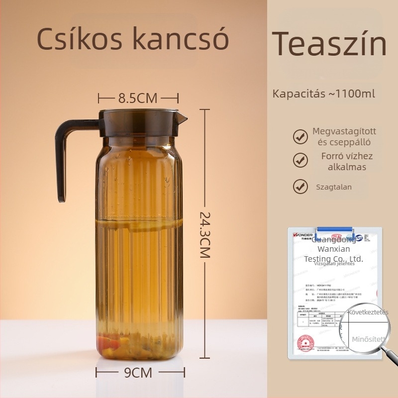 Akril hidegvíz-palack, átlátszó, hőálló, ideális gyümölcslevekhez és italokhoz