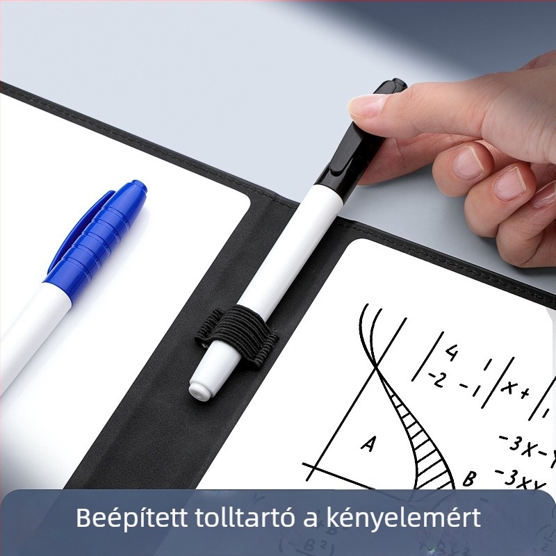 Kétoldalas fehér táblás jegyzetfüzet, törölhető oldalakkal, mágneses tanuláshoz