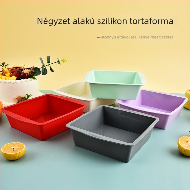 Négyzet alakú szilikon süteményforma, chiffon és hagyományos süteményekhez, sütőben sütéshez, otthoni DIY