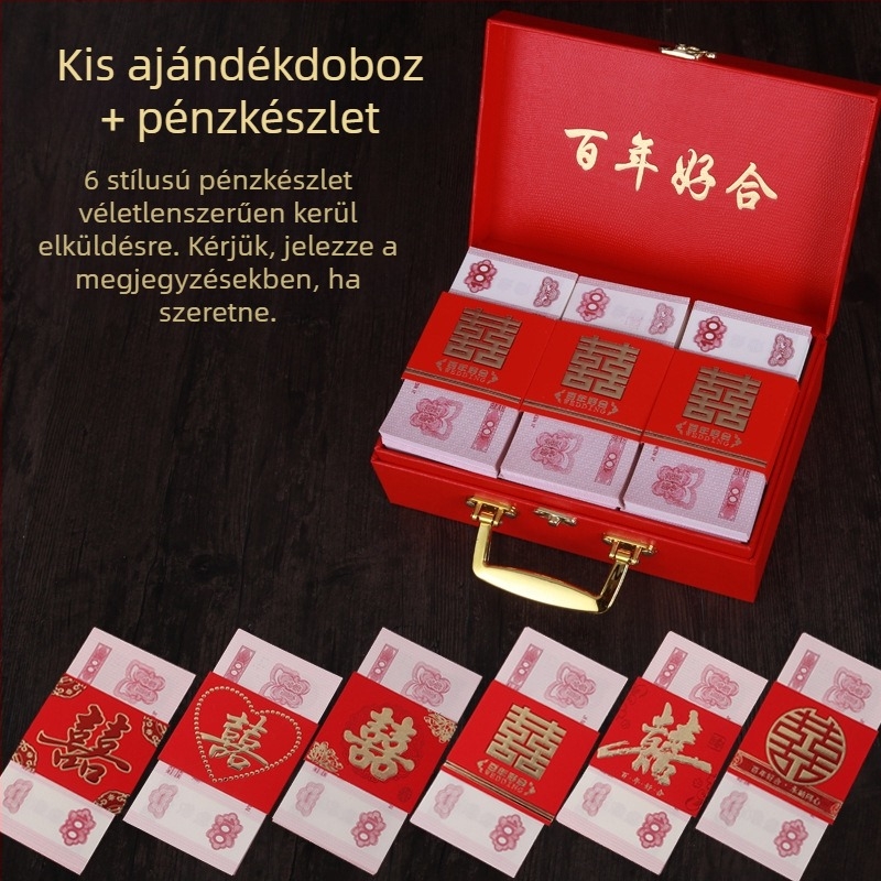 Esküvői és eljegyzési ajándéktartó doboz kézi hordozóval – ékszer- és ajándékdoboz
