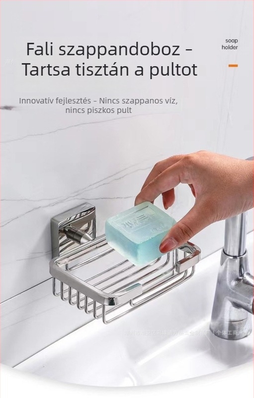 304 rozsdamentes acélból készült falra szerelhető szappan‑ és tartó fürdőszobába