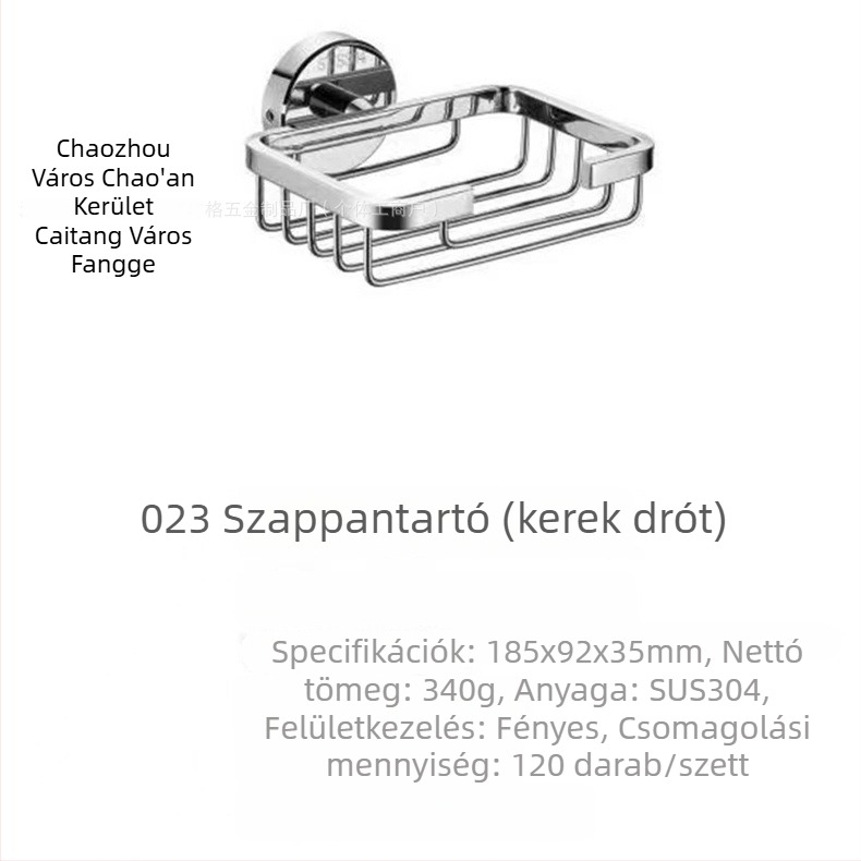 304 rozsdamentes acélból készült falra szerelhető szappan‑ és tartó fürdőszobába