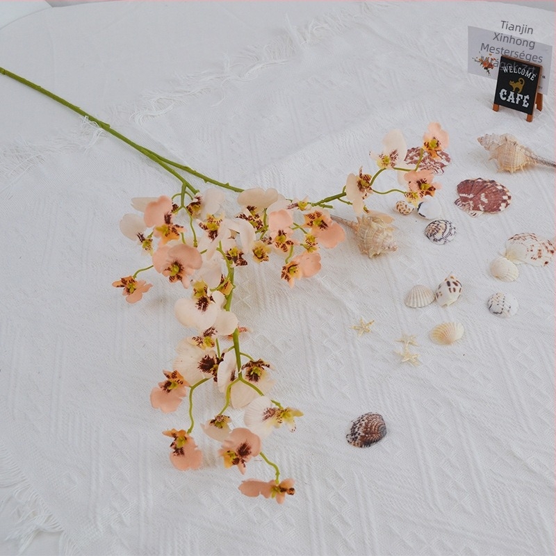 Pávadíszű táncoló orchidea – selyem virág esküvői dekorációhoz és otthoni díszítéshez