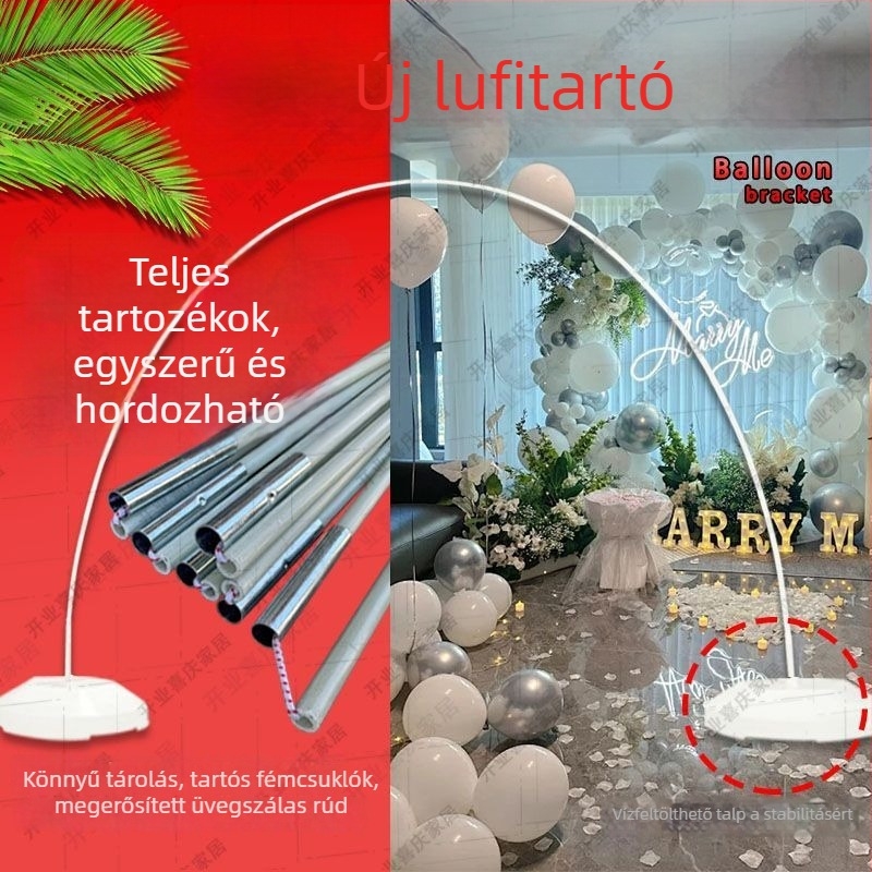 Gyorsan telepíthető ív megerősített tartóval – iskolakezdéshez, ballagáshoz, szépségszalonokhoz és dekorációhoz ballonokkal a bevásárlóközpontban