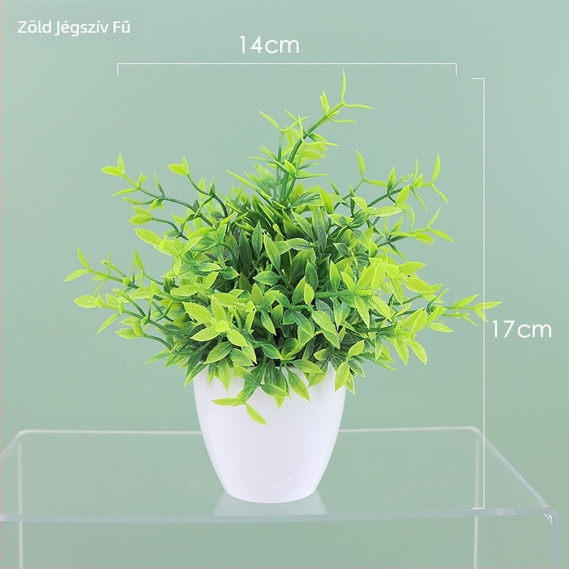 Mesterséges eukaliptusz növény íróasztalhoz, műanyag belső dekor, 22 cm magas