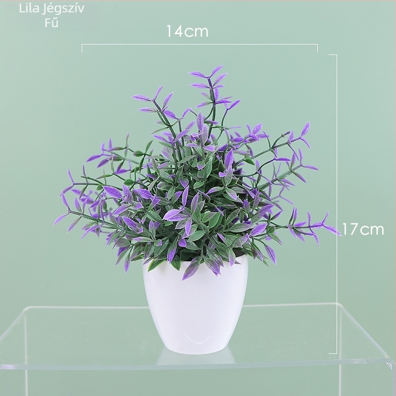 Mesterséges eukaliptusz növény íróasztalhoz, műanyag belső dekor, 22 cm magas