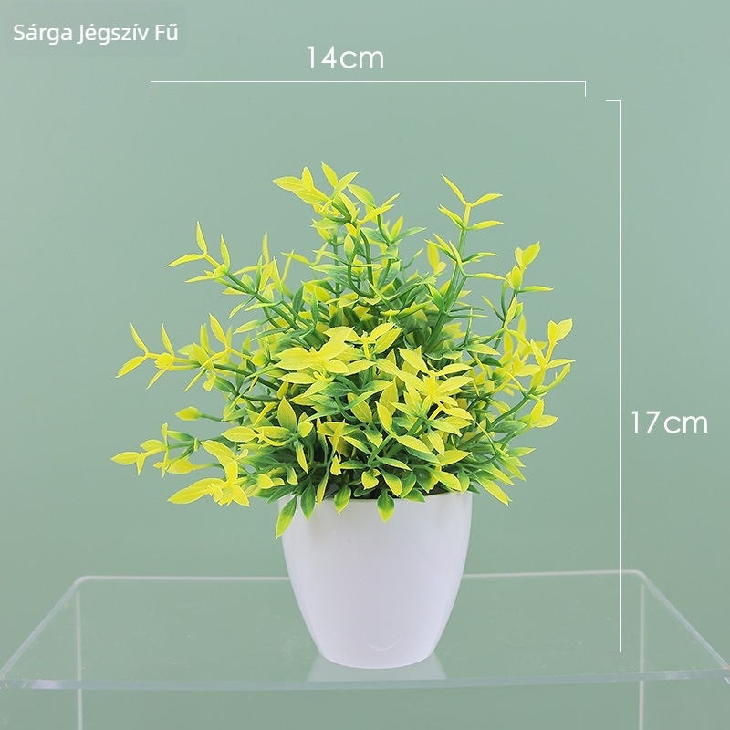 Mesterséges eukaliptusz növény íróasztalhoz, műanyag belső dekor, 22 cm magas