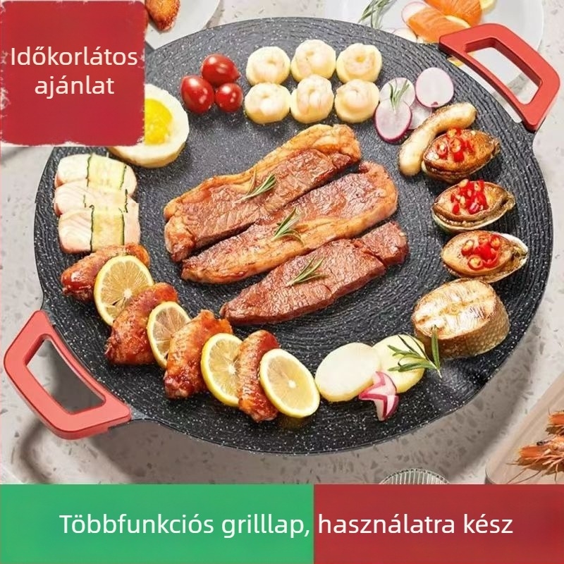Multifunkcionális elektromos grill-serpenyő otthoni használatra, Maifan kő, koreai stílusú barbecue, elektromos grill, forró fazék és steak sütése