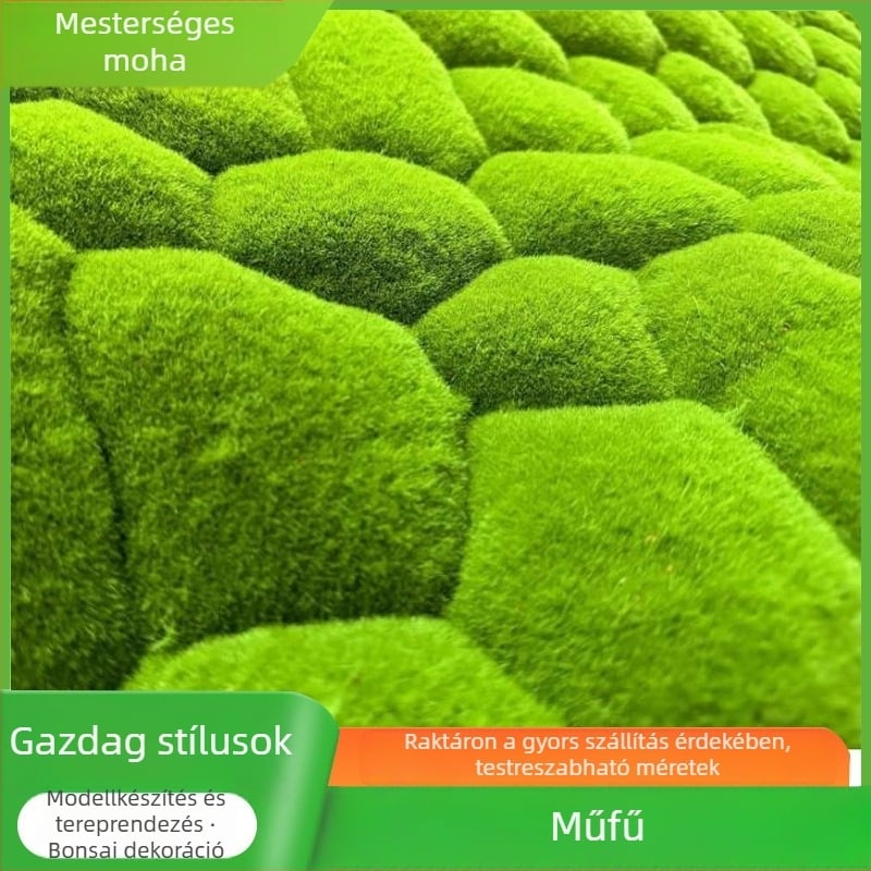 Mesterséges moha és műgyep dekoratív tájépítéshez, bonsai és mikro tájképek bemutatásához, kirakat