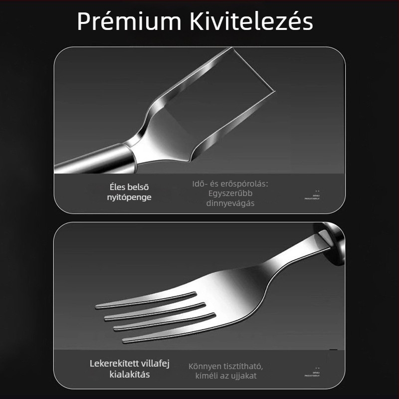 Rozsdamentes acél dinnyeszeletelő – Multifunkcionális kettős fejű vágó kockákra és karéjakra, 2 az 1-ben