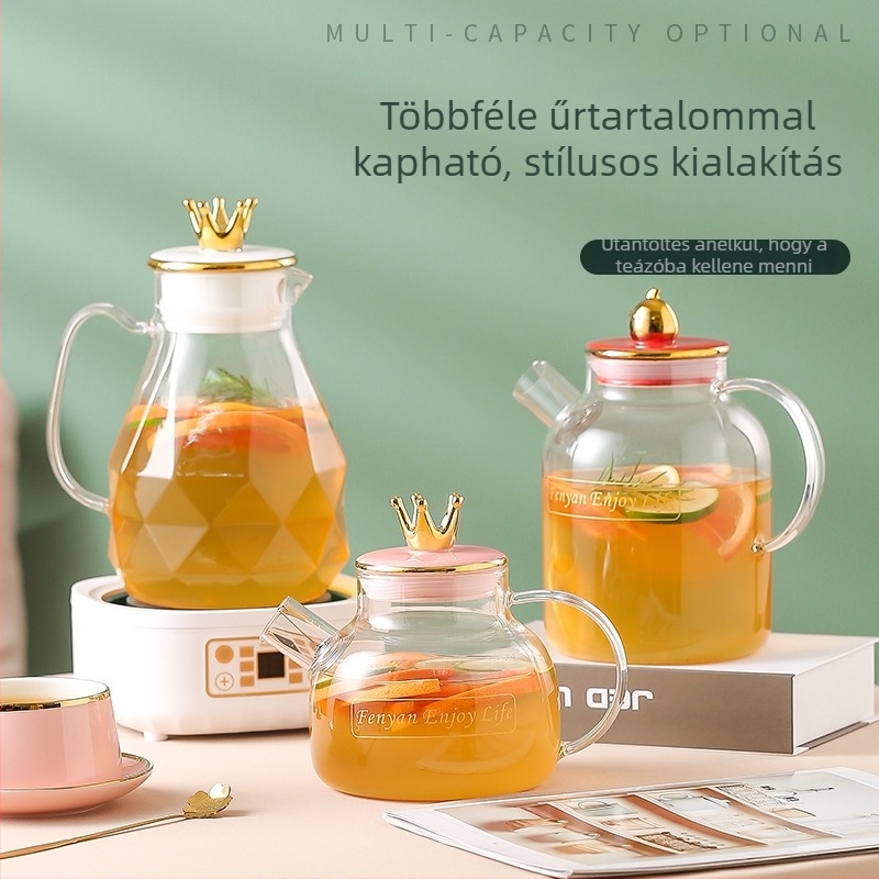 Nordic stílusú üveg teáskanna és vízforraló készlet, nagy kapacitás, magas hőmérséklet-állóság