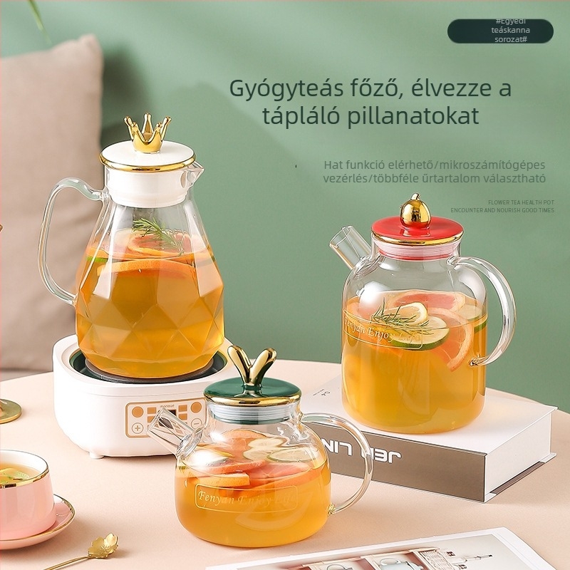 Nordic stílusú üveg teáskanna és vízforraló készlet, nagy kapacitás, magas hőmérséklet-állóság