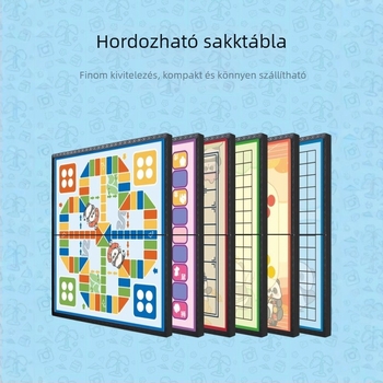 Teljes mágneses hajtogatható játéktábla készlet gyerekeknek: Gomoku, Go, Xiangqi, Repülő sakk, Dáma, Állati sakk